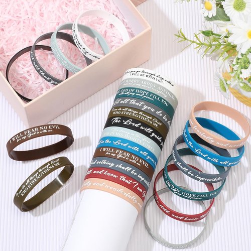 Ecation Bible Verses Bracelets - Inspirational Silicone Wristbands for Easter & Parties | Bulk Rubber Wristbands