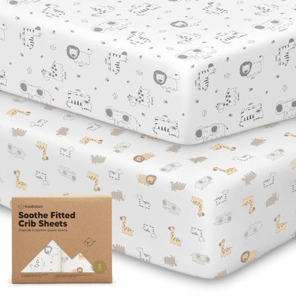 KeaBabies Organic Crib Sheets - 2-Pack Fitted Jersey Cotton for Boys & Girls | Soft, Breathable 52x28 Inches