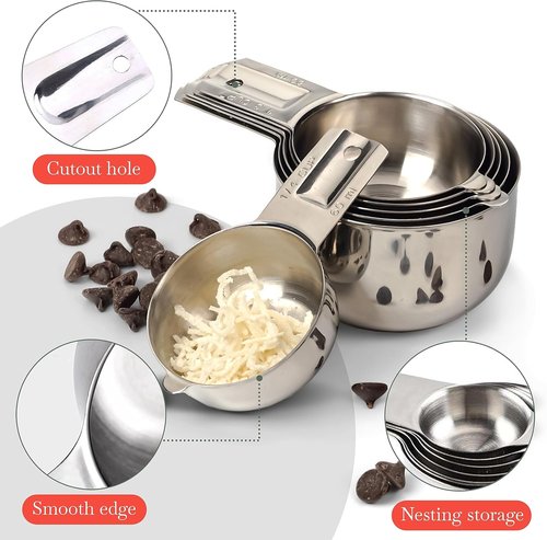 Bellemain Stainless Steel Measuring Cups Set of 6 - Nesting Design for Dry & Liquid Measurements, Dishwasher Safe