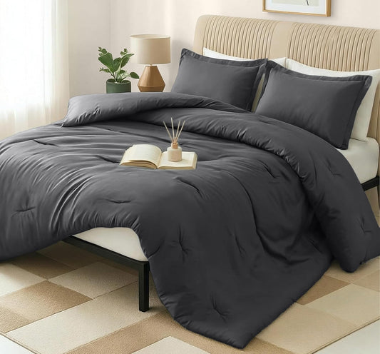 Utopia Bedding Queen Comforter Set - 3 Piece Soft Down Alternative in Grey | 88 x 88 Inches Comforter & 2 Pillow Shams