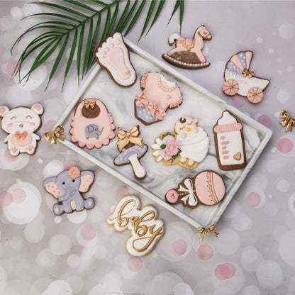 Mostop 3D Cookie Cutter with Teddy Bear Stampers Baby Shower Cake Mold Fondant Decorating Tools DIY Mold for Sugar Craft Baking Mould Kids' Birthday Party Kitchen Tools