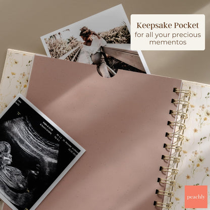 Peachly Pregnancy Journal - Linen Keepsake Book to Capture Milestones | Perfect for New & Experienced Moms