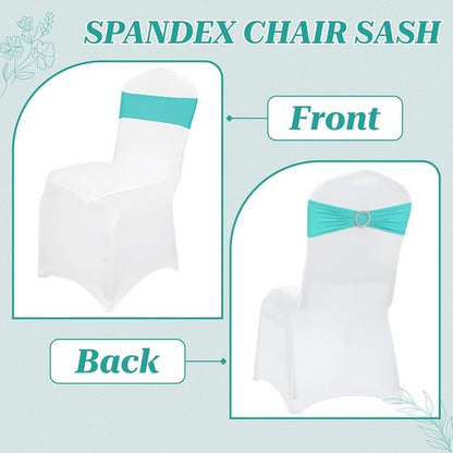 MDS Spandex Chair Sashes - Premium Stretch Covers with Buckle Slider | Universal Fit for Weddings & Events - Aqua Blue