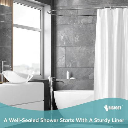 BigFoot Clear Shower Curtain Liner - Odorless 72x72 Washable PEVA Waterproof with Magnets | Rust-Proof Bathroom Essential