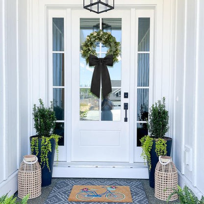 Black Wreath Sash by [Brand Name] - Elegant Linen Ribbon Bow for Front Door & Porch Decor