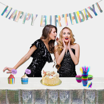 GREATRIL Disposable Silver Table Cover - Rectangle Party Tablecloths for Birthdays | 54'' x 108'' (2 Packs)
