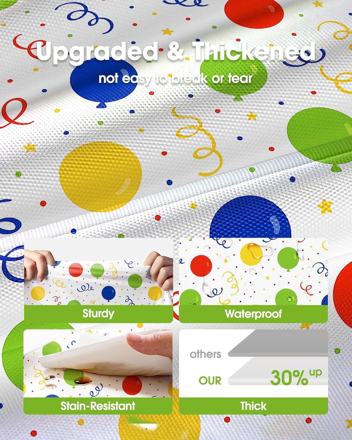 Pureegg Disposable Plastic Tablecloths - 10 Pack, 54 x 108 Inch, Leakproof Rainbow Design for Parties & Picnics