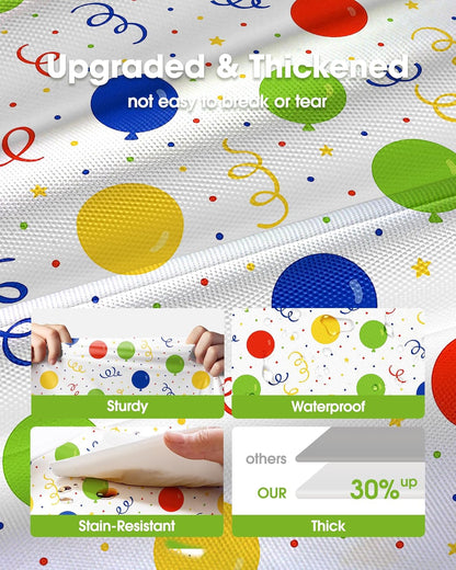 Pureegg Disposable Plastic Tablecloths - 10 Pack, 54 x 108 Inch, Leakproof Rainbow Design for Parties & Picnics