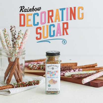 Watkins Rainbow Decorating Sugar - Non-GMO Sweetener | 4.6 Ounce Pack of 3