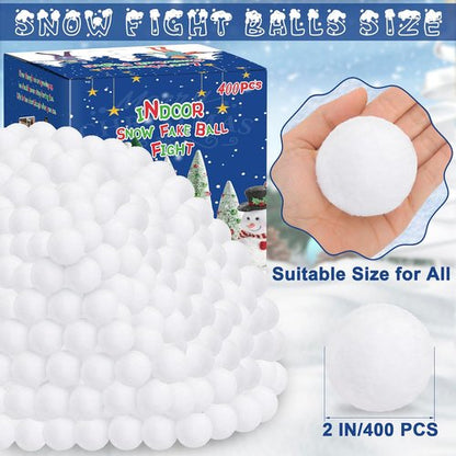 Homiar Fake Snow Balls - 400 Pack Soft Plush Indoor/Outdoor Winter Game Set | Realistic Toy for Kids
