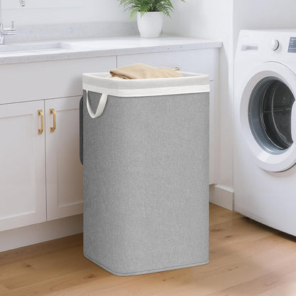 Storage Maniac Metal Frame Laundry Hamper - 90L Tall Basket with Lid & Removable Bag | Gray