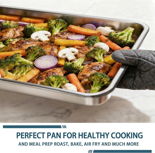 Half Size Baking Sheet Pan Set by [Brand Name] - Commercial Quality Aluminum Cookie Tray | 13" x 18" for Baking & Roasting