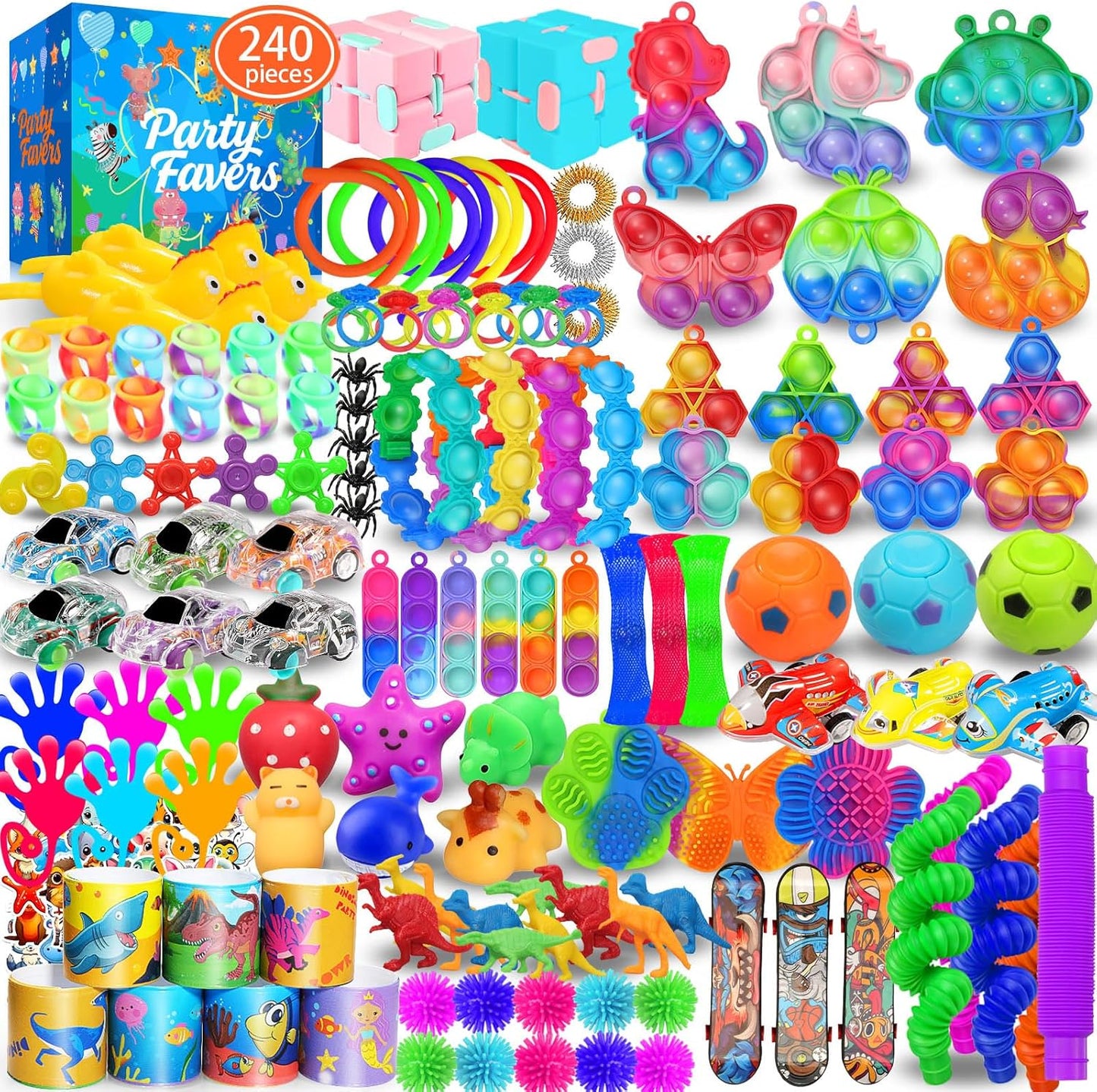 Skiennix Fidget Toys - 240 Pack Stress Relief Sensory Toys for Kids & Adults | Perfect for Parties & Gifts
