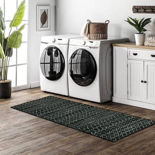 Beeiva Moroccan Hallway Runner Rug 2x7, Washable Non-Slip Kitchen Runner, Soft Low Pile Ultra Thin Geometric Carpet Rugs for Hallway, Kitchen, Laundry, Entryway