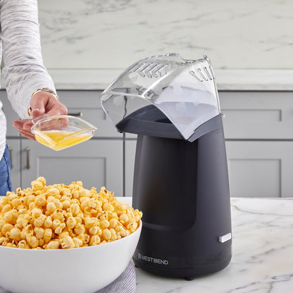 West Bend Air Crazy Popcorn Machine - Healthy Oil-Free Snacking, 4-Quart Capacity, Black