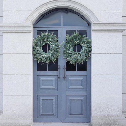 Eucalyptus Wreath - 26" Large Artificial Greenery for Front Door | All-Season Home Decor (Green)