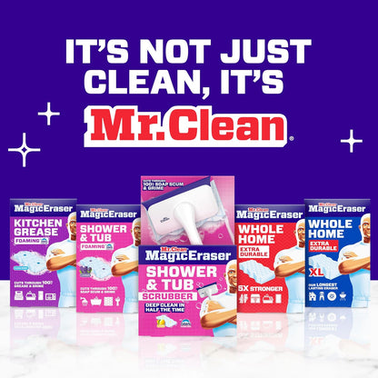 Mr. Clean Magic Eraser Bathroom Cleaner - All-in-One Shower & Tub Scrubber Kit | 2 Scrubbers & 5 Foaming Erasers