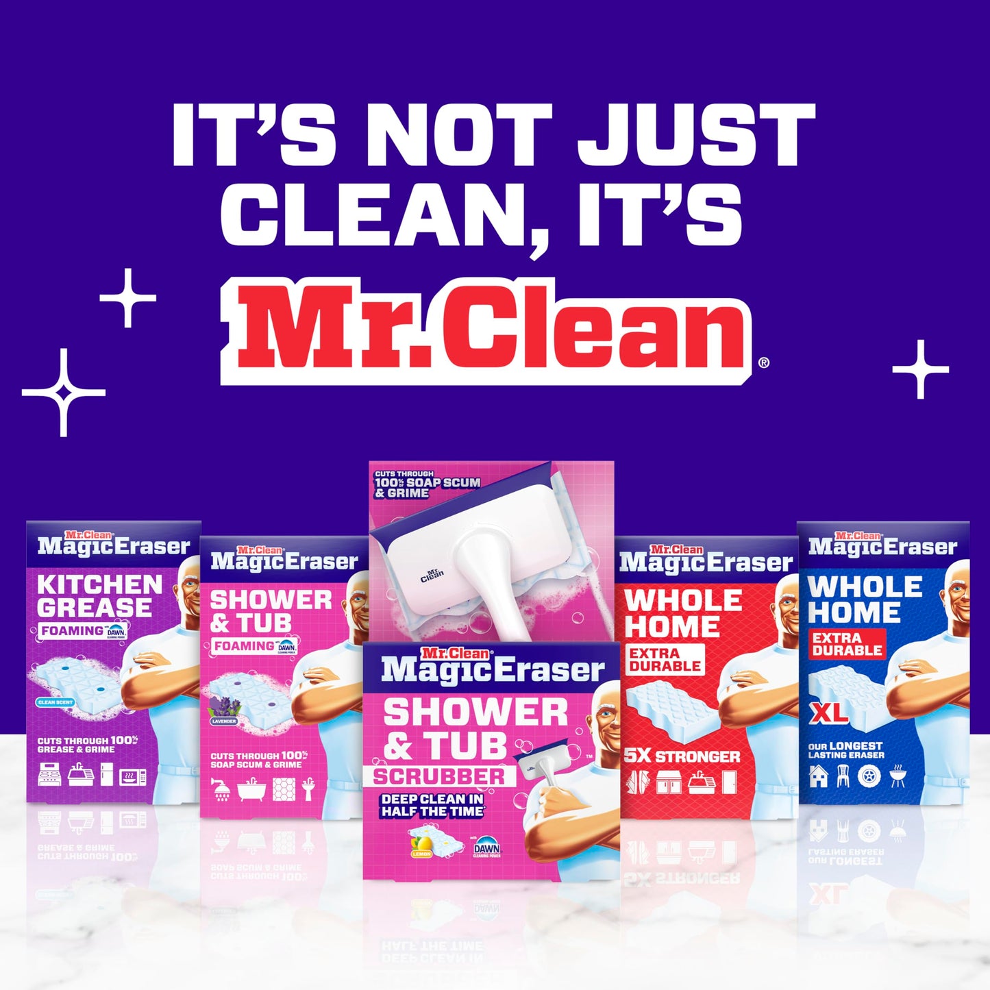 Mr. Clean Magic Eraser Foaming Sponge, Kitchen Grease Eraser, Dawn Cleaning Power, Oven Cleaner, Clean Scent, 6ct