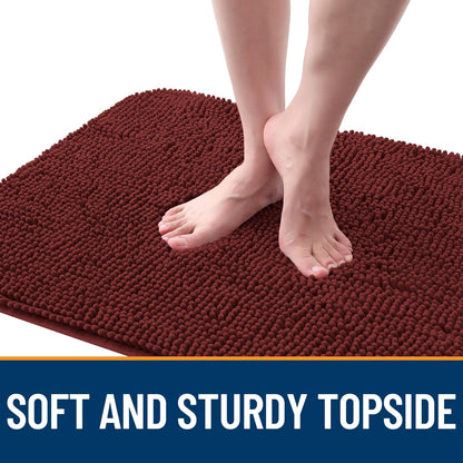OLANLY Dog Door Mat - Absorbent Non-Slip Washable Doormat for Muddy Paws | 35x24, Quick Dry Chenille, Caramel Russet