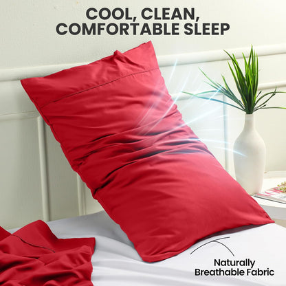 Utopia Bedding Queen Pillow Cases - Soft Brushed Microfiber - 2 Pack, Fade Resistant | 20 x 30 Inches, Red