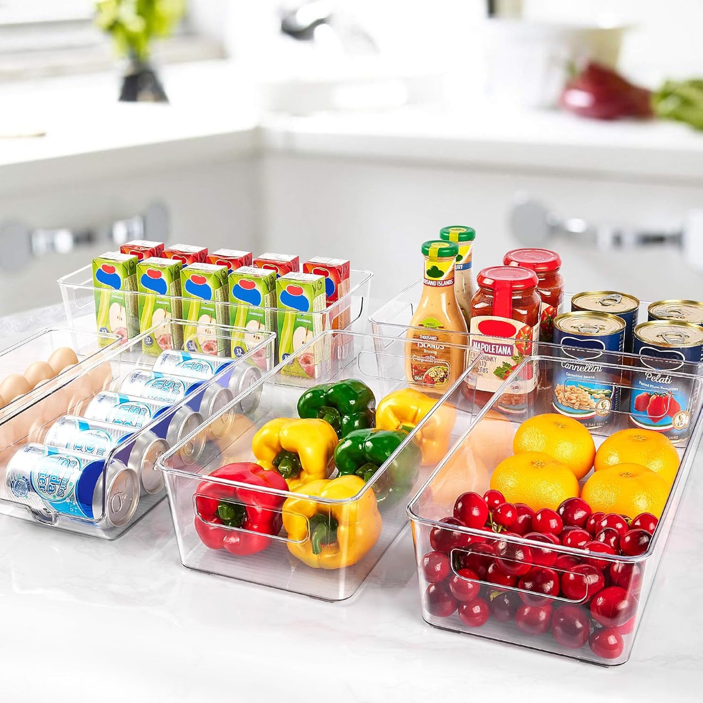Vtopmart Fridge Organizer Bins - Set of 8 Clear BPA-Free Storage Containers for Kitchen & Pantry