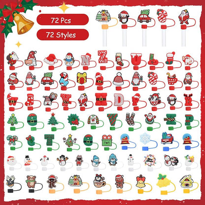 Honeydak Christmas 72 Pcs Straw Toppers for 30/40 oz Tumblers – Variation: Christmas