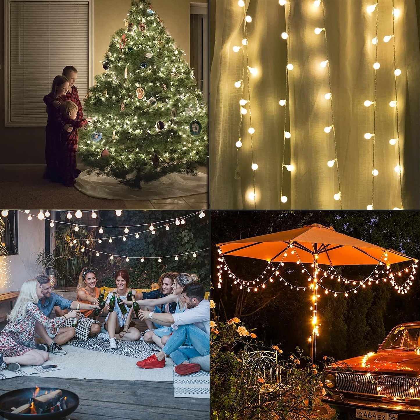 Skiennix Battery Operated LED Globe String Lights | 52FT Total, 120 LEDs, Waterproof, 8 Modes for Home & Garden Decor