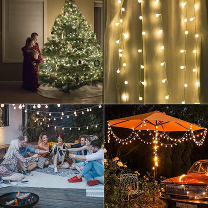 Skiennix Battery Operated LED Globe String Lights | 52FT Total, 120 LEDs, Waterproof, 8 Modes for Home & Garden Decor