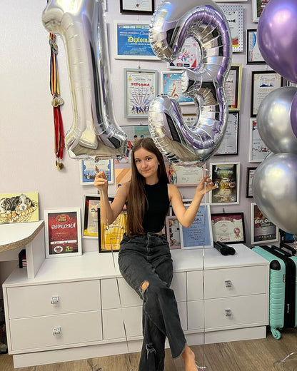 Silver Number 13 Balloon - 40 Inch 13th Birthday Decoration for Kids | Perfect Silver Party Supplies