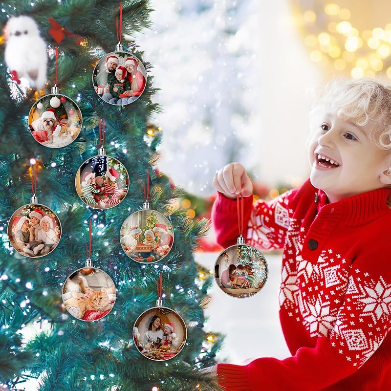 Jenaai 50 Pcs Clear Fillable Christmas Ornament Balls - 3.15 Inch Round Plastic