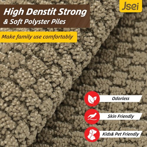 JSEI Dirt Trapper Door Mat - Non-Slip, Washable & Stain-Resistant Entryway Rug | 32"x48", Beige
