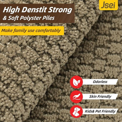 JSEI Dirt Trapper Door Mat - Non-Slip, Washable & Stain-Resistant Entryway Rug | 32"x48", Beige