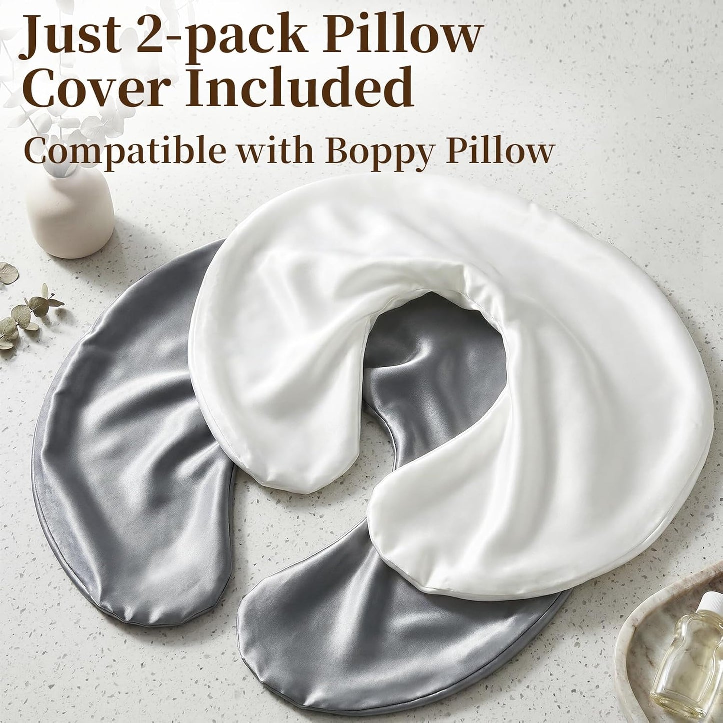 Pro Goleem Nursing Pillow Cover - Soft Silk Feel Feeding Slipcover | 2 Pack in Gray & White