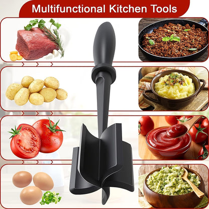 Skiennix Meat Chopper - Versatile Ground Beef Masher Tool for Easy Food Preparation | Durable Plastic Design