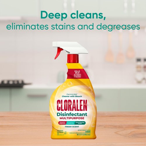 Cloralen All Purpose Cleaner with Bleach Spray - 32 fl oz - Fresh Scent - 3-in-1 Multipurpose Cleaner Spray - Deep Cleans, Eliminates Stains & Degreases