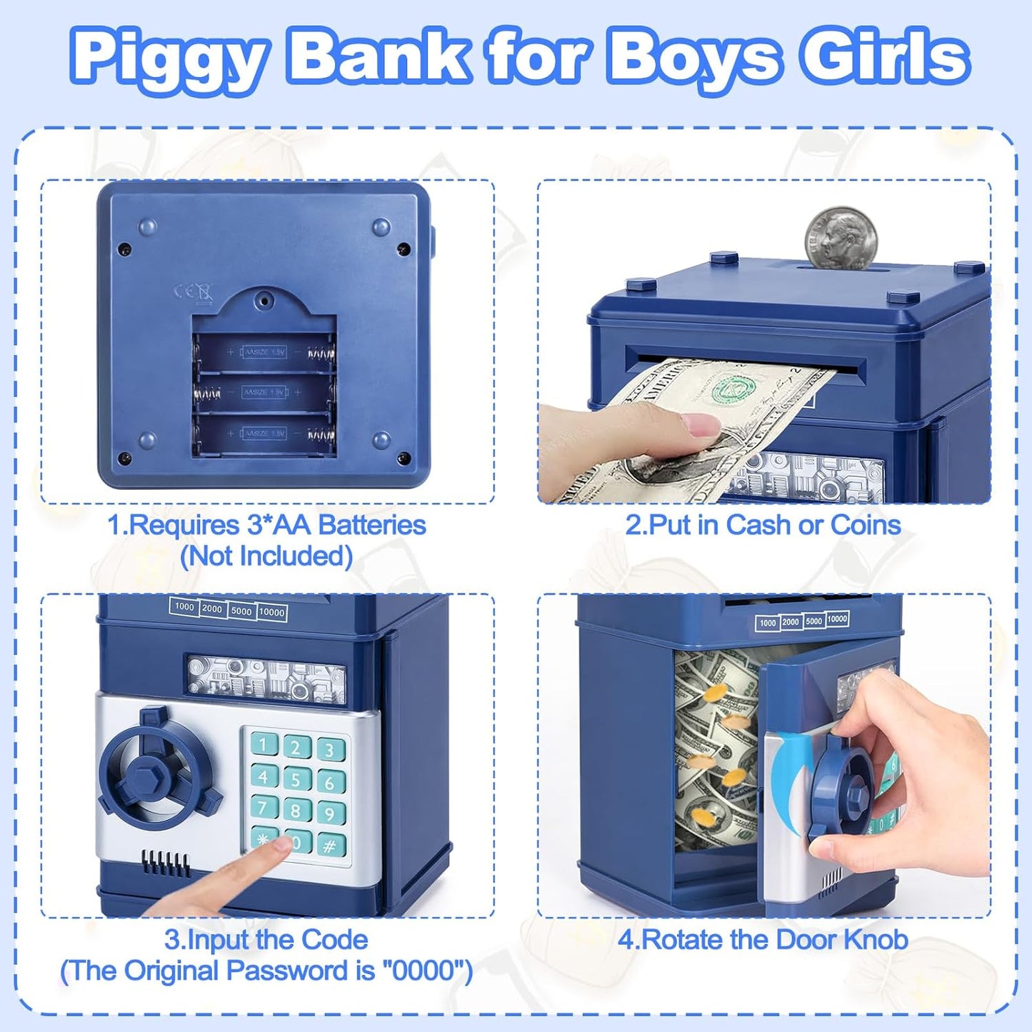 Refasy Piggy Bank - Electronic Coin Money Bank for Kids | Fun ATM Design for Ages 3-12