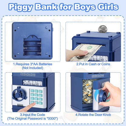 Refasy Piggy Bank - Electronic Coin Money Bank for Kids | Fun ATM Design for Ages 3-12