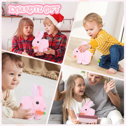 RichRabbit Bunby - Interactive Realistic Bunny Toy with Jumping & Twitching Ears | Pink