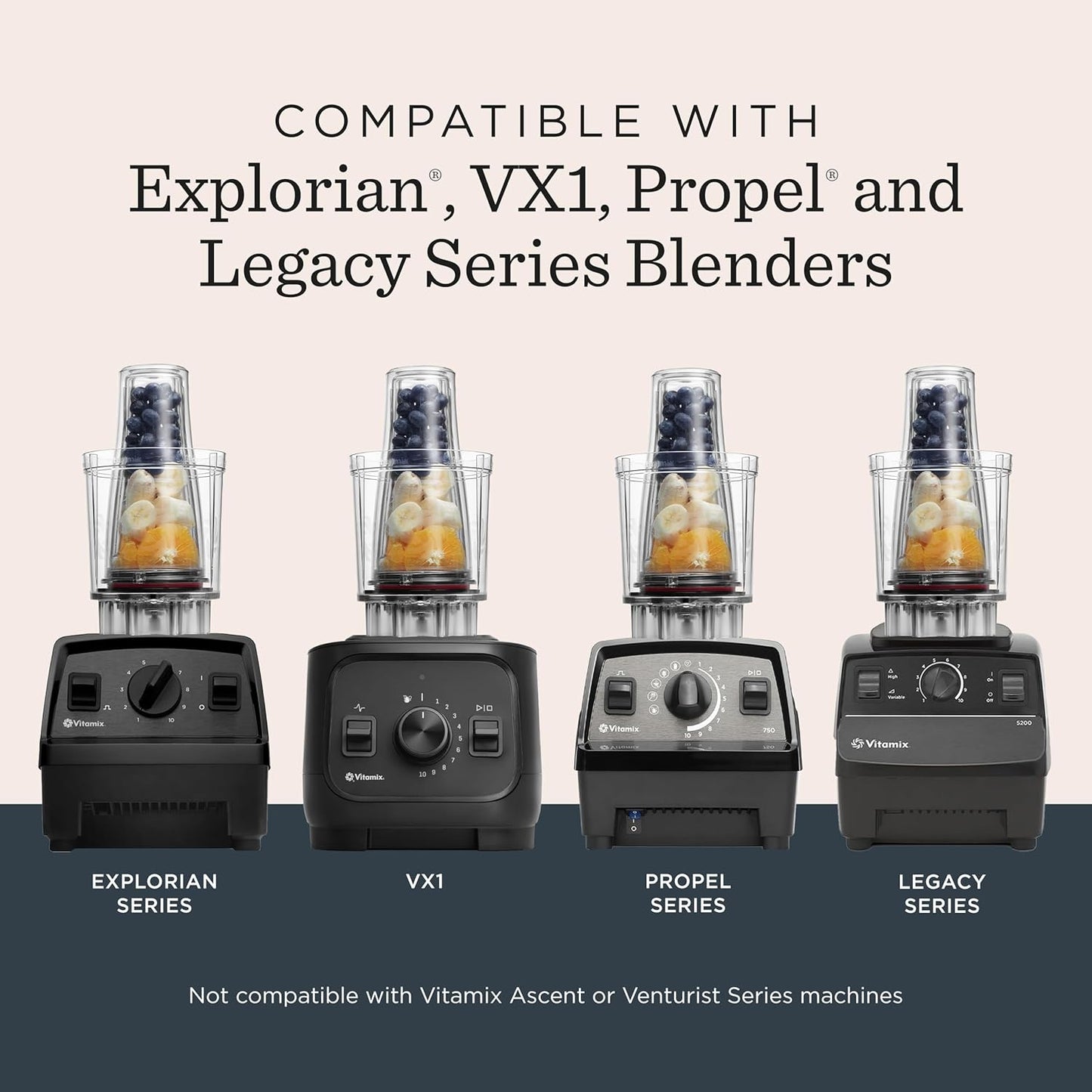 Vitamix Personal Cup Adapter - BPA-Free, Dishwasher-Safe with Two 20-Ounce Blender Cups & Lids