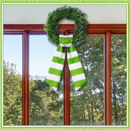 Regine Switzerland Wreath Sash - Satin Blank Sash for Embroidery | Green & White Striped Home Decor