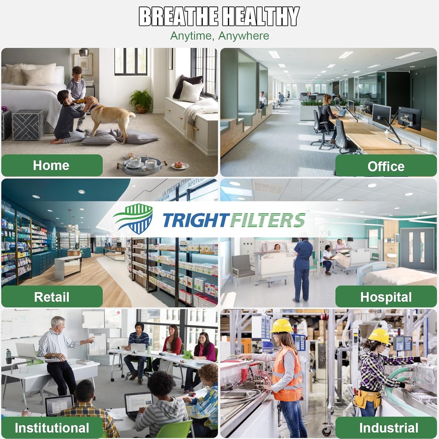 TRIGHTFILTERS 20x20x1 Air Filter - MERV 8 Pleated Dust Defense | 4 Pack Replacement for HVAC & AC Systems