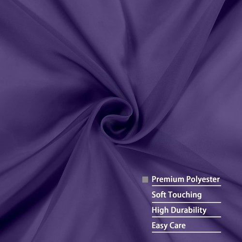OWENIE Purple Sheer Curtains 63 inch Length 2 Panels Set, Rod Pocket Voile Fimly Sheer Drapes for Living Room/Bedroom, 2pcs, Each 42" W x 63" L