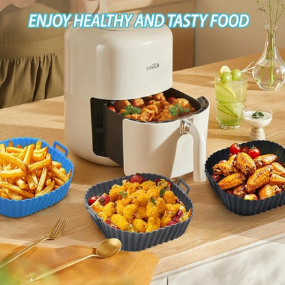 Komzon Silicone Air Fryer Liners - Reusable 3 PCS | Food Grade Square Basket Liners for 4-7 QT Ovens