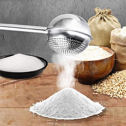 Skiennix Flour Sifter Set - One-Handed Operation Powdered Sugar Shaker for Baking | Stainless Steel Design