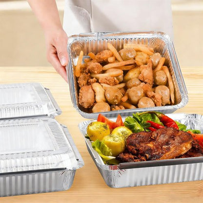 Aluminum Pans | 40 Pack 8x8 Inch Square Baking Pans with Clear Plastic Lids - Disposable Food Containers for Cooking & Storing