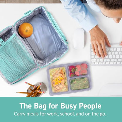 Bentgo Deluxe Lunch Bag - Insulated & Durable Tote with Adjustable Straps - Fits Most Lunch Boxes (Coastal Aqua)