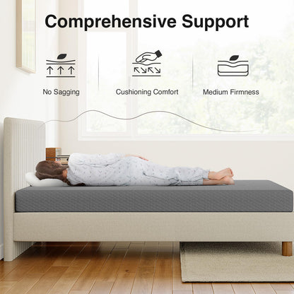 Novilla 6 Inch Twin Mattress in a Box, Cooling Twin Memory Foam Mattress for Pressure Relieving, Supportive Foam & Breathable Fabric, CertiPUR-US Certified Bed Mattresses for Kid & Adult