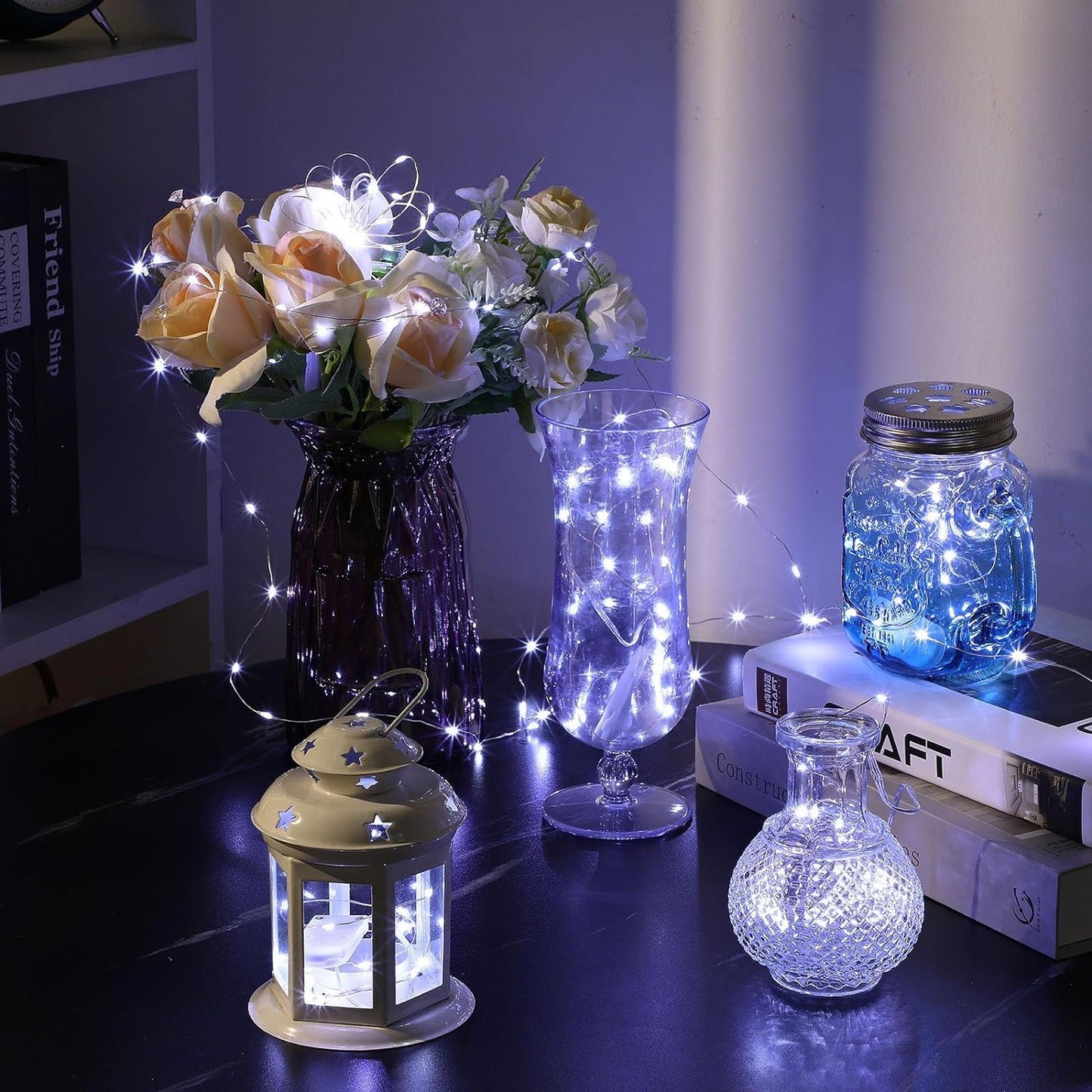 Skiennix 20 Pack Fairy Lights - Battery Operated 7ft Mini String Lights | Twinkle Silver Wire for Weddings & Christmas Decor