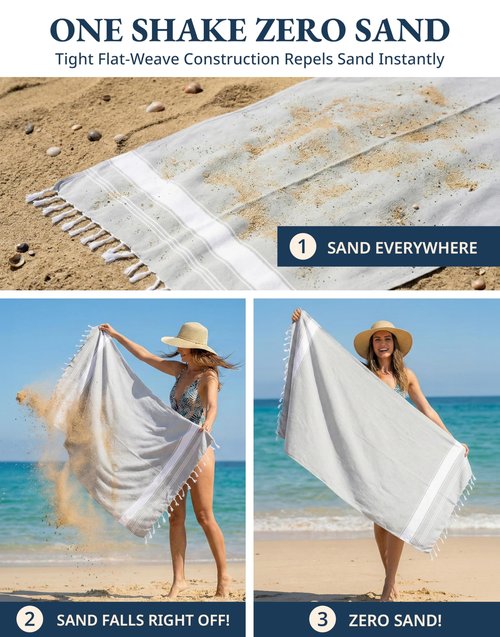 LANE LINEN Extra Large Beach Towels 2 Pack – Oversized 39"x71", Pre-Washed, Quick Dry, Sand-Free & Absorbent Pool Towels, Stylish & Lightweight for Women – Grey