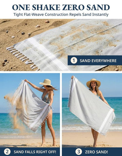 LANE LINEN Extra Large Beach Towels 2 Pack – Oversized 39"x71", Pre-Washed, Quick Dry, Sand-Free & Absorbent Pool Towels, Stylish & Lightweight for Women – Grey